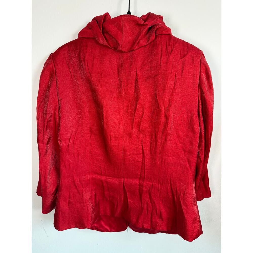 André Oliver Red Ruffle Collar Shimmer Jacket Blazer Size 6 Y2K Partycore - Picture 5 of 5